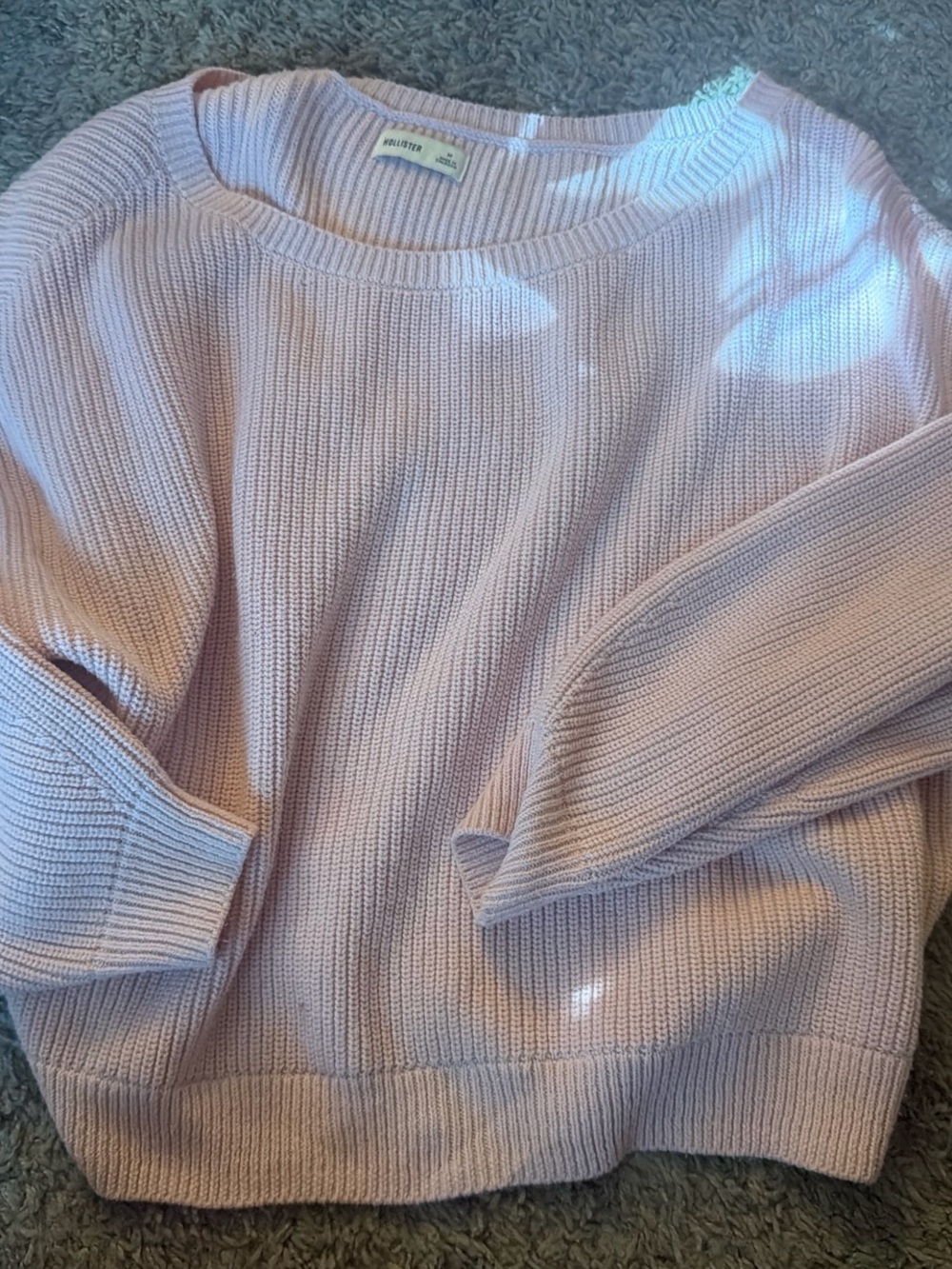 Hollister Light Pink Off-the-Shoulder Knit Sweater